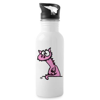 Der Drache - Trinkflasche mit integriertem Trinkhalm - Weiß - Rechts