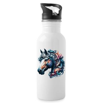 Cheval - Gourde avec paille intégrée - blanc - Droite