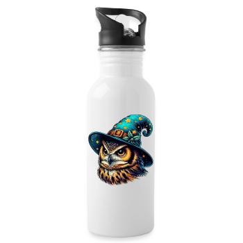 Wizard Owl - Water bottle with straw - white - Right