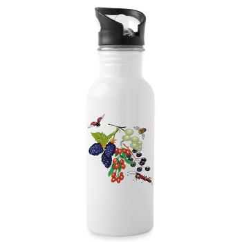 Obst mit Insekten - Trinkflasche mit integriertem Trinkhalm - Weiß - Rechts