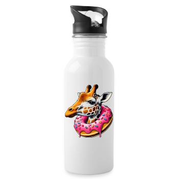 Funny Eye Candy - Girafe avec beignet - Gourde avec paille intégrée - blanc - Droite
