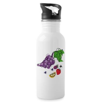 Obst mit Insekten - Trinkflasche mit integriertem Trinkhalm - Weiß - Rechts