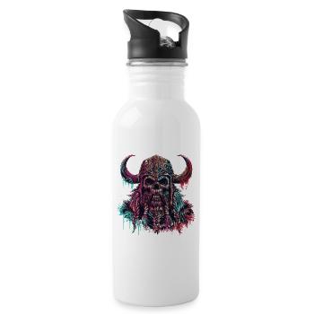 Viking Odin Skeleton - Water bottle with straw - white - Right
