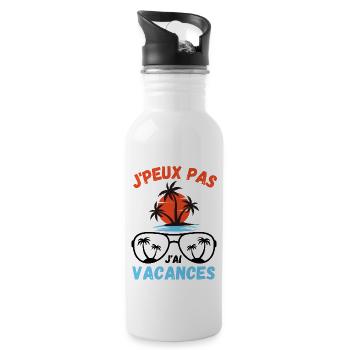 Vacances d été palmiers plage - Gourde avec paille intégrée - blanc - Droite