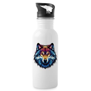 Wolf - Water bottle with straw - white - Right
