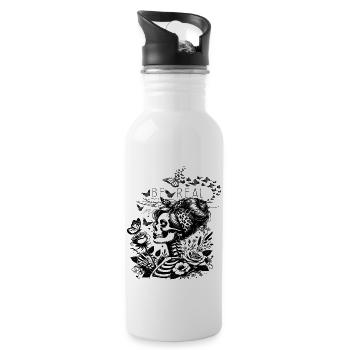 Skull Girl - Be Not Perfekt be Real - Trinkflasche mit integriertem Trinkhalm - Weiß - Rechts