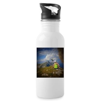 At the top! - Water bottle with straw - white - Right