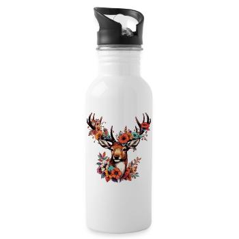 Cerf - Gourde avec paille intégrée - blanc - Droite