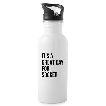 Soccer - Water bottle with straw - white - Right