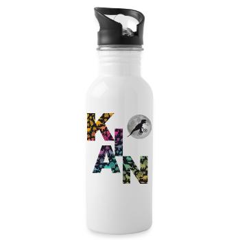KIAN - Schöner Jungen Name mit Dinosaurier - Trinkflasche mit integriertem Trinkhalm - Weiß - Rechts