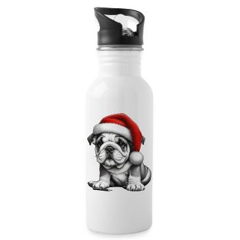 bouledogue noël - Gourde avec paille intégrée - blanc - Droite