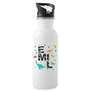 EMIL - Beau prénom de garçon avec dinosaure - Gourde avec paille intégrée - blanc - Droite