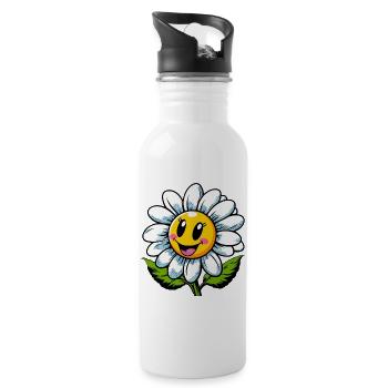 Gänseblümchen - Trinkflasche mit integriertem Trinkhalm - Weiß - Rechts