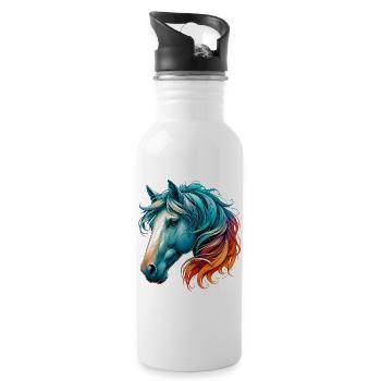 Cheval - Gourde avec paille intégrée - blanc - Droite