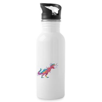 PAUL - Schöner Jungen Name mit Dinosaurier - Trinkflasche mit integriertem Trinkhalm - Weiß - Rechts