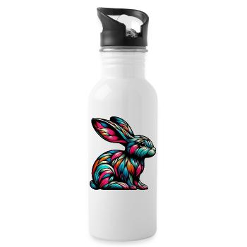 Lapin - Gourde avec paille intégrée - blanc - Droite