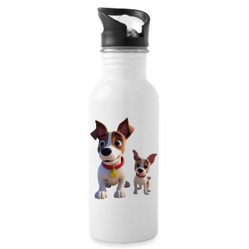 Dad & Baby Dog - Water bottle with straw - white - Right