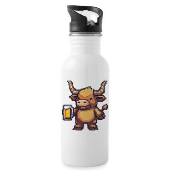 Bull bière pixel - Gourde avec paille intégrée - blanc - Droite