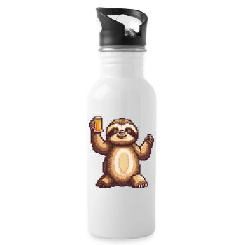 Sloth Beer Pixel - Water bottle with straw - white - Right