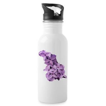 Fliederblütencluster - Trinkflasche mit integriertem Trinkhalm - Weiß - Rechts