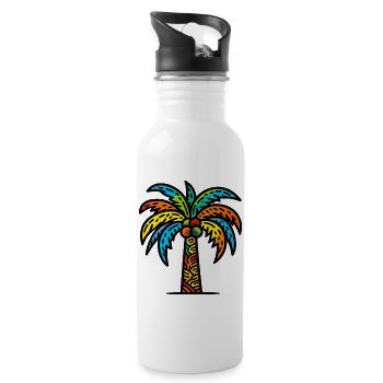 Palme - Trinkflasche mit integriertem Trinkhalm - Weiß - Rechts