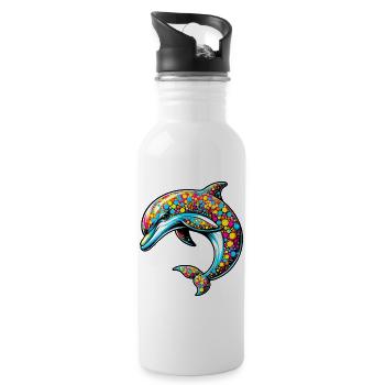 Delfin - Trinkflasche mit integriertem Trinkhalm - Weiß - Rechts