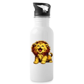 Chat Lion - Gourde avec paille intégrée - blanc - Droite