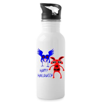 Gruselig-bunte Halloween-Monster - Trinkflasche mit integriertem Trinkhalm - Weiß - Rechts