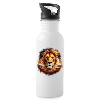 Lion - Water bottle with straw - white - Right
