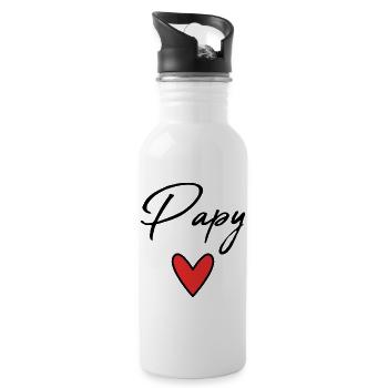 GRANDPA. FATHER'S DAY. HAPPY GRANDPA'S DAY. I LOVE YOU. - Water bottle with straw - white - Right