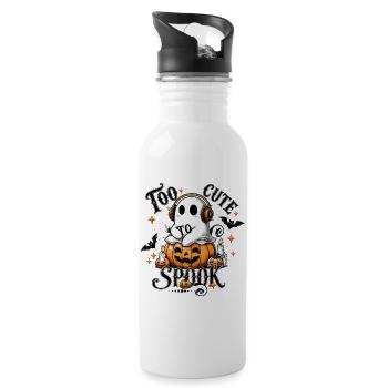 cooler Geist mit Kopfhörern auf Halloween Kürbis - Trinkflasche mit integriertem Trinkhalm - Weiß - Rechts