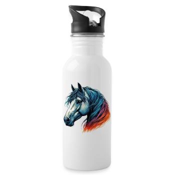 Cheval - Gourde avec paille intégrée - blanc - Droite