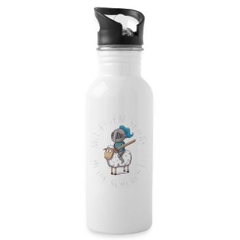 Schaf Spruch Siedler - Trinkflasche mit integriertem Trinkhalm - Weiß - Rechts