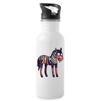 Pferd Halloween Tier - Trinkflasche mit integriertem Trinkhalm - Weiß - Rechts