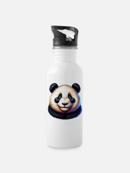 Panda - Trinkflasche mit integriertem Trinkhalm - Weiß