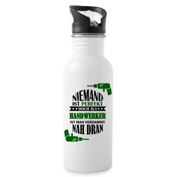 Nobody is perfect but as a craftsman - Water bottle with straw - white - Right