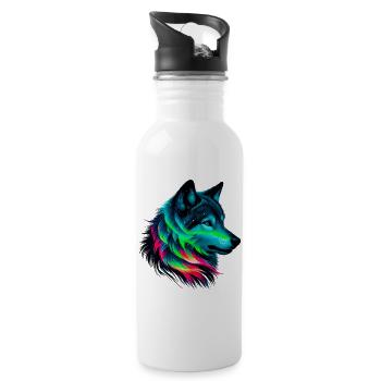 Wolf - Trinkflasche mit integriertem Trinkhalm - Weiß - Rechts
