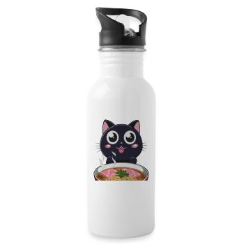 Cat Ramen Noodle Japanese Anime Manga Ramen Kawaii - Trinkflasche mit integriertem Trinkhalm - Weiß - Rechts