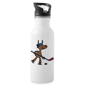 funny hockey jersey with mascot - Water bottle with straw - white - Right