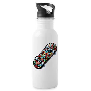 Skateboard - Trinkflasche mit integriertem Trinkhalm - Weiß - Rechts