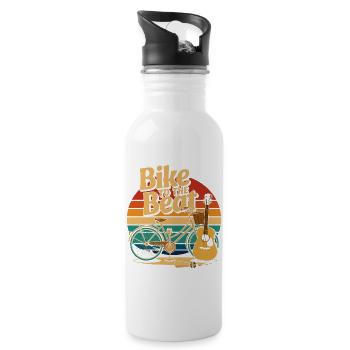 Mit dem Fahrrad zum Beat - Trinkflasche mit integriertem Trinkhalm - Weiß - Rechts