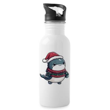 Whale Christmas Comic - Water bottle with straw - white - Right