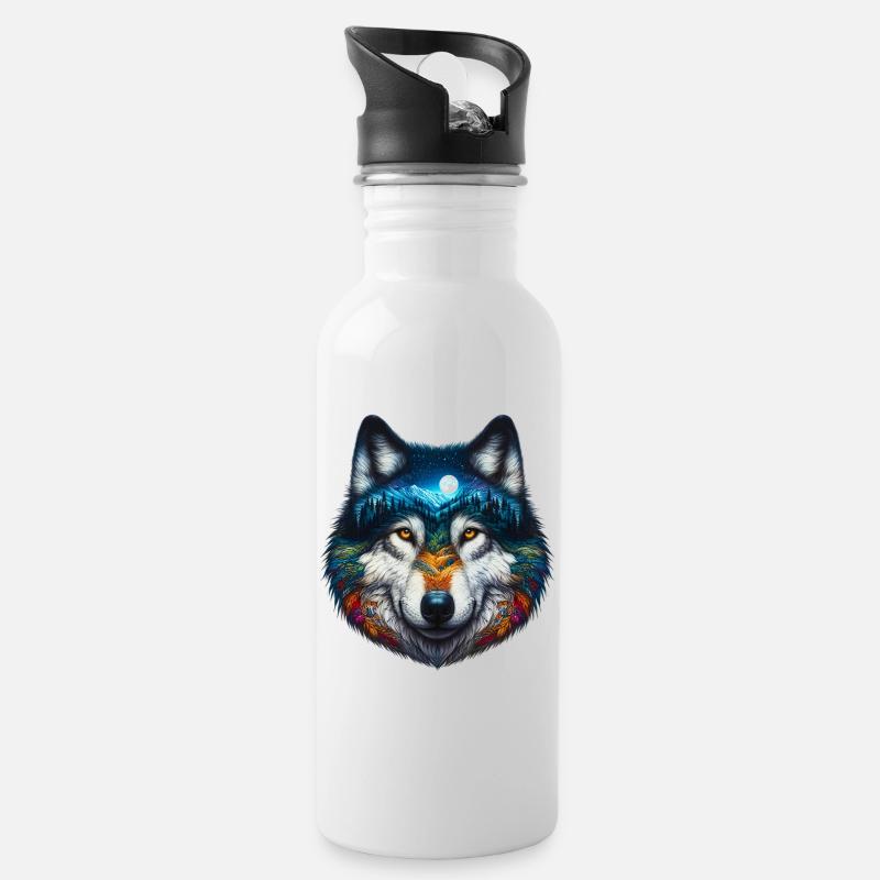 Loup - Gourde avec paille intégrée - blanc