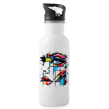 Frauen Girl Power Design Kunst Weiblicher Feminismus Symbol - Trinkflasche mit integriertem Trinkhalm - Weiß - Rechts