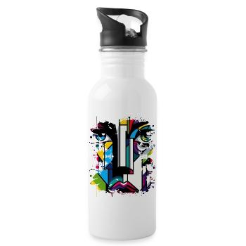 Frauen Girl Power Design Kunst Weiblicher Feminismus Symbol - Trinkflasche mit integriertem Trinkhalm - Weiß - Rechts