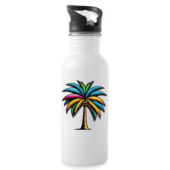 Palme - Trinkflasche mit integriertem Trinkhalm - Weiß - Rechts