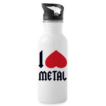 I LOVE METAL - Water bottle with straw - white - Right