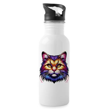 Chat - Gourde avec paille intégrée - blanc - Droite