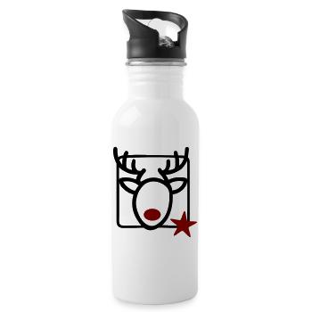 Reindeer with star and red nose - Water bottle with straw - white - Right