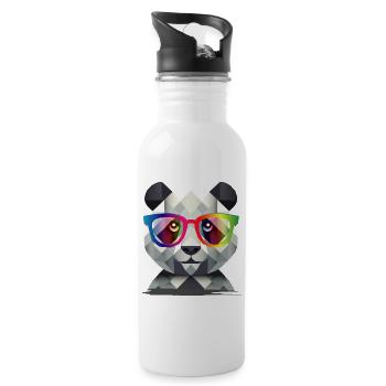 Cool Panda: Geometric style meets colorful - Water bottle with straw - white - Right